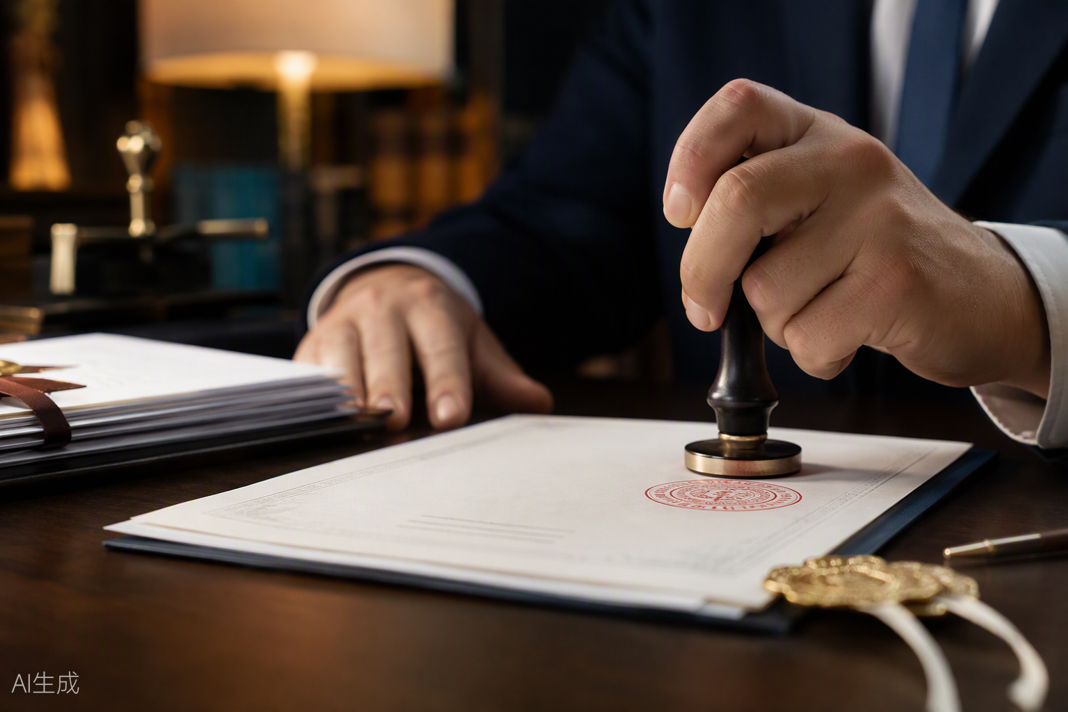 Servicio de apostillado de documentos: notario sellando un certificado oficial para validez internacional